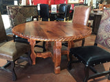 Custom Yugo Rope Edge Mesquite Wood Round Dining Table - La Casona Custom Furniture  - azcasona.net