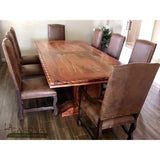 Rope Edge Pedestal Rustic Dining Table Turquoise Inlay - La Casona Custom Furniture  - azcasona.net