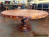 Round Pedestal Mesquite Rustic Dining Table - La Casona Custom Furniture  - azcasona.net