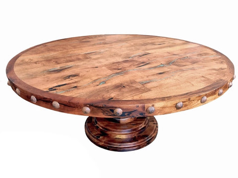 Round Pedestal Mesquite Rustic Dining Table - La Casona Custom Furniture  - azcasona.net