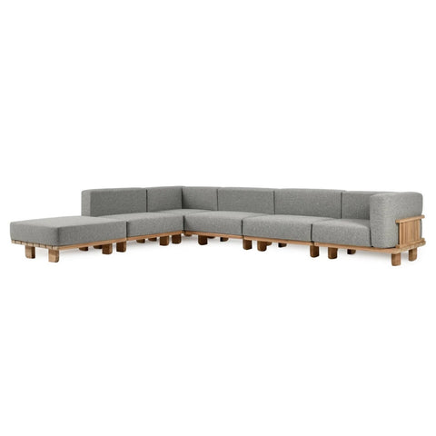 Hudson Outdoor 6pc Sectional - 
Natural/Gray