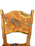 Handcrafted Mesquite Wood Swivel Stool with Turquoise Inlay