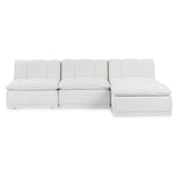Haven Leather Modular 4pc Sectional w/ Ottoman - White