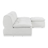 Haven Leather Modular 4pc Sectional w/ Ottoman - White