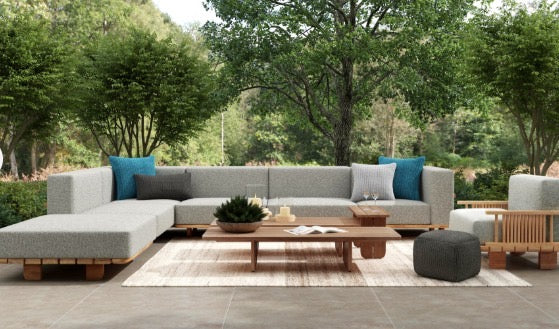 Hudson Outdoor 6pc Sectional - 
Natural/Gray