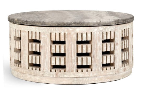 Becky Solid Wood Round Coffee Table - Vintage Cream