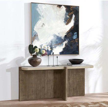 Dillon Solid Wood Rectangle Console Table - Natural/Antique White