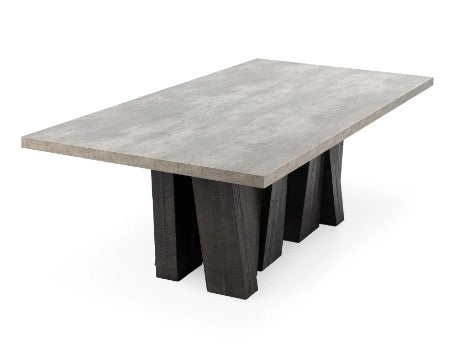 Simone Solid Wood Rectangle Dining Table - Olive Brown/Antique Gray