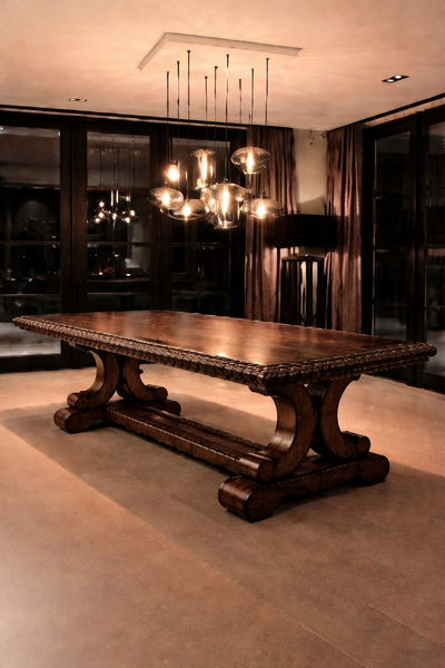 Alder Wood Dining Table with Rope Edge Sierra