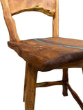 Handcrafted Mesquite Wood Swivel Stool with Turquoise Inlay