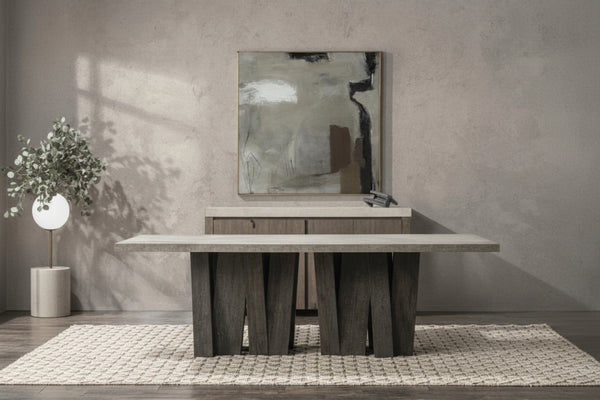 Simone Solid Wood Rectangle Dining Table - Olive Brown/Antique Gray