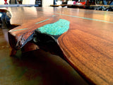 Live Edge Mesquite Rustic Dining Table Turquoise Inlay - La Casona Custom Furniture  - azcasona.net