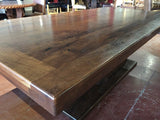 96” Custom Mesquite Wood Top Dining Table with Slide Alder Base - La Casona Custom Furniture  - azcasona.net
