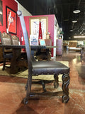 Custom Leather Hojas Carved Side Chair - La Casona Custom Furniture  - azcasona.net