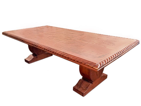 Rope Edge Pedestal Mesquite Rustic Dining Table - La Casona Custom Furniture  - azcasona.net